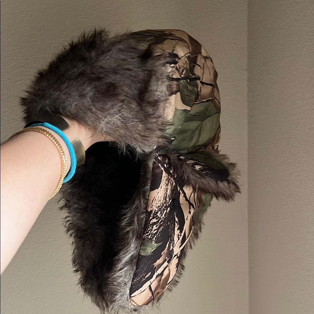 Camouflage Fur-Lined Trapper Hat